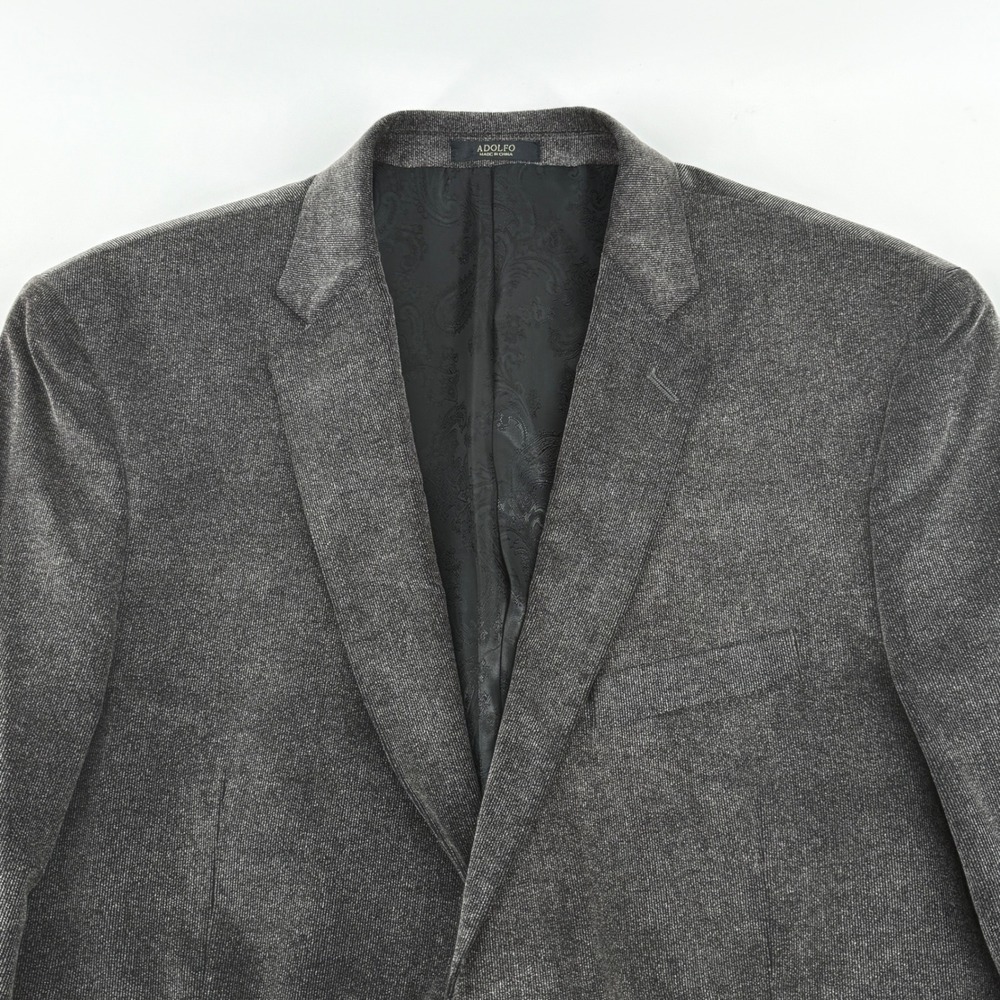ADOLFO Men's 42R Gray Corduroy Blazer Jacket Suit Separate Sport Coat Soft
